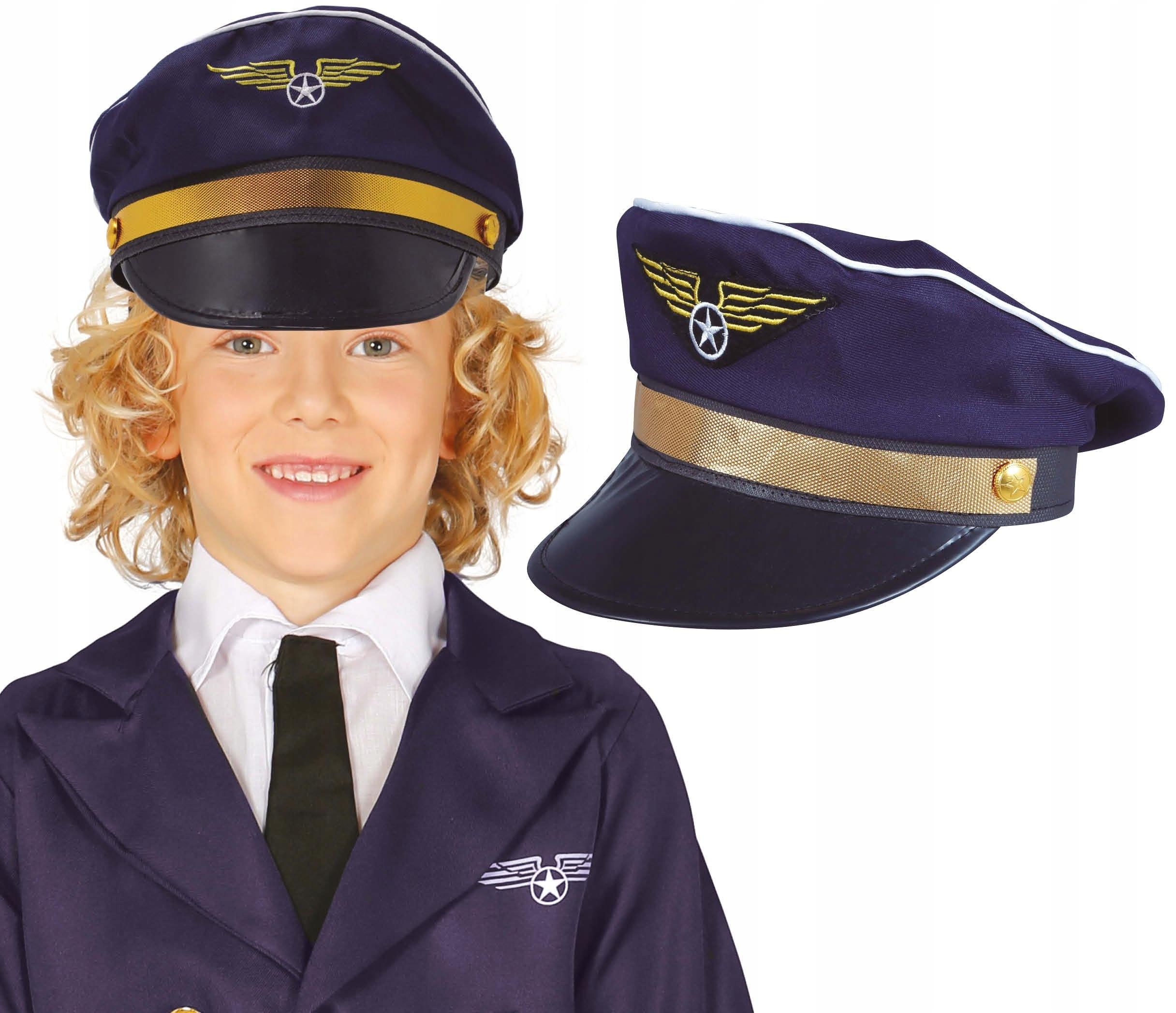Kinder Fliegermütze Pilotenmütze Kapitän Flugzeug Flughafen Karneval Kostüm