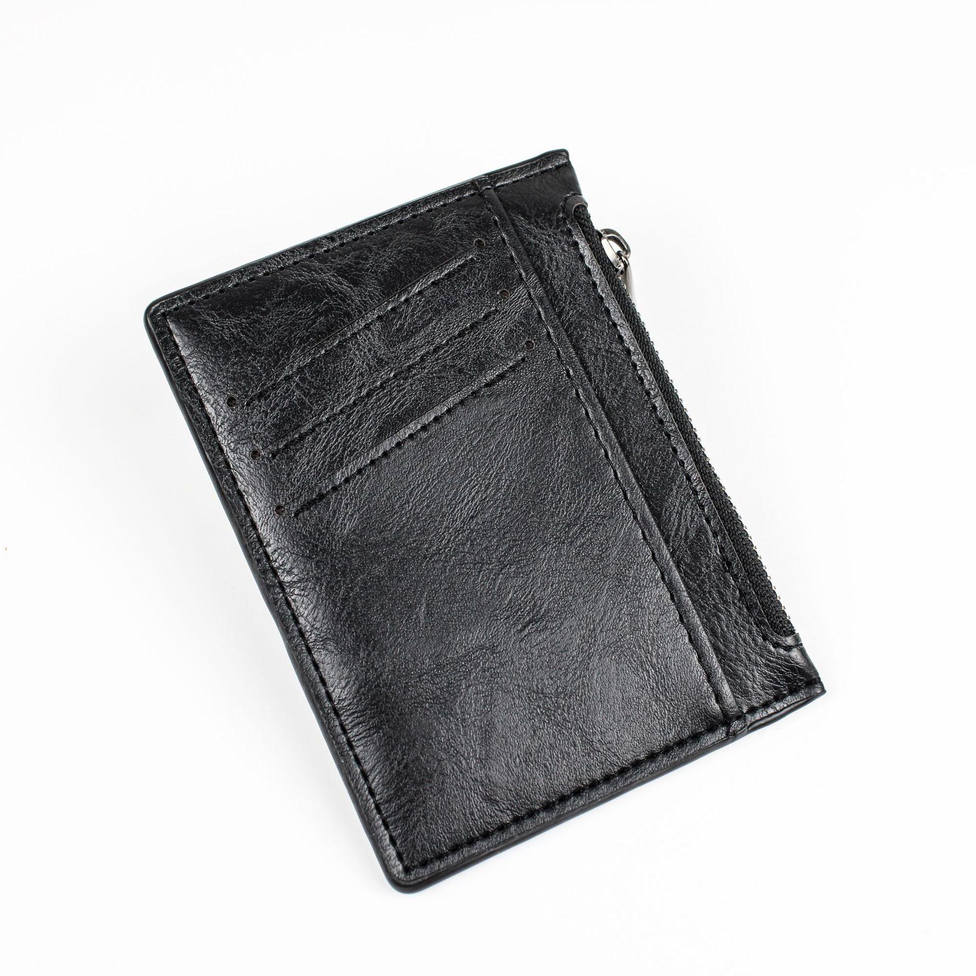 Vintage Männer Leder Brieftasche Kurze Schlanke Männliche Geldbörsen Geld Kreditkarte Halter Männer Brieftasche Geld Tasche Zipper Geldbörse schwarz