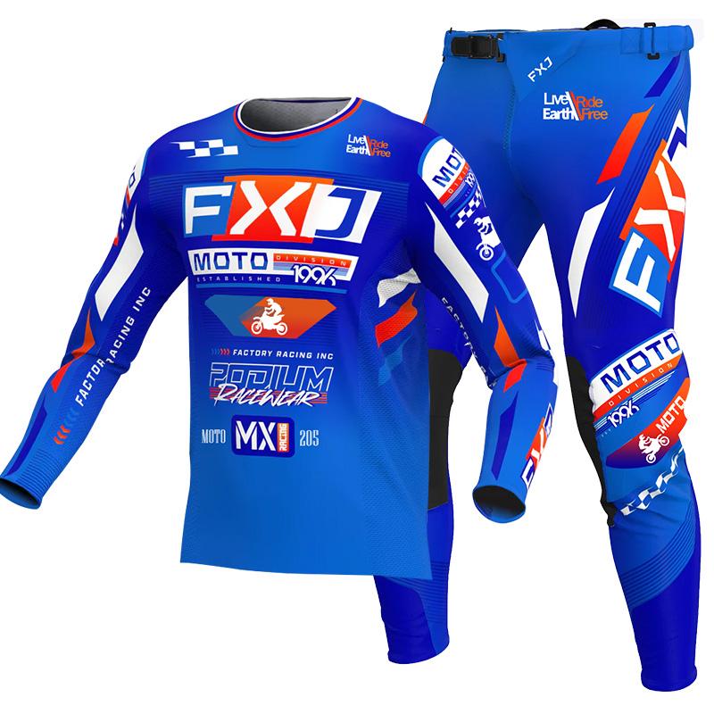 NEUES 2026 FXJ Enduro Motocross Trikot und Hose MX Ausrüstungsset Motorradbekleidung MTB Carracing Anzug Off Road Ausrüstung XXL - 38 blau