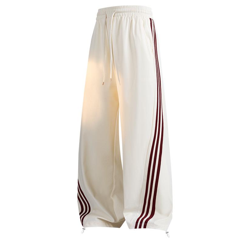 Drei Streifen Weitbeinige Scimitar-Sweathose Herren Frühling und Herbst Locker Freizeithose Herren- und Damenmode Trendmarke XXXL khaki