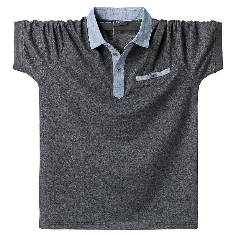Herren-Poloshirt, Polo-Shirts, Baumwolle, Übergröße, lässig, Sommer, Herrenbekleidung, Taschenoberteile, T-Shirts 2XL schwarz