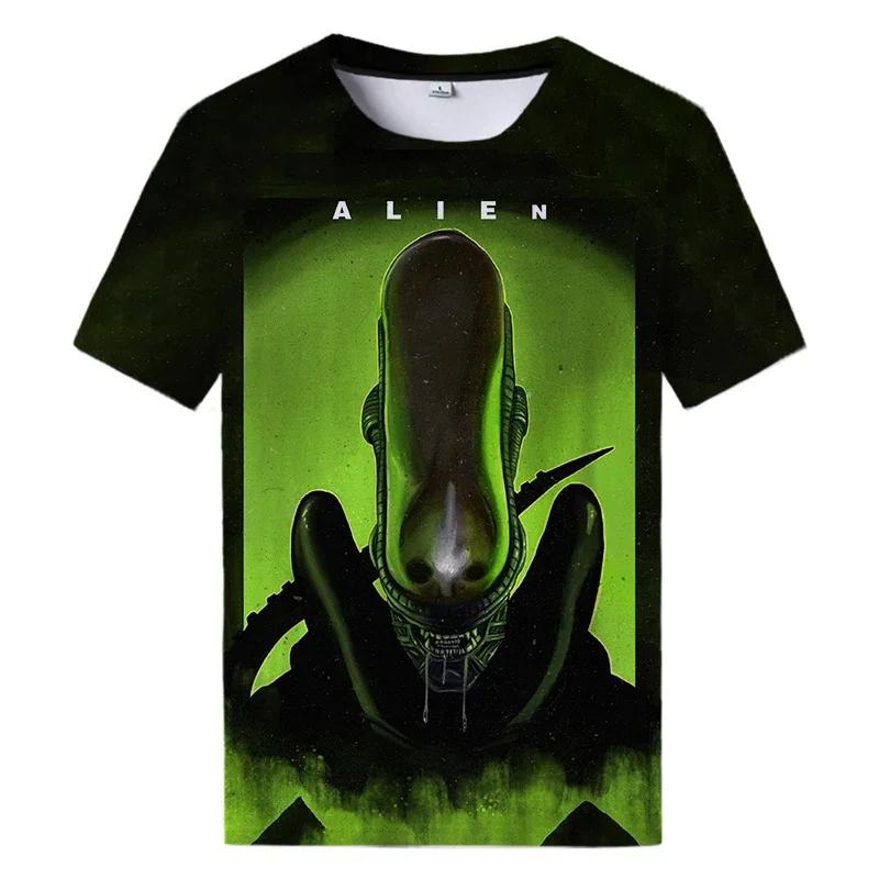 Sommer Neue Alien Kunst 3D Druck T-shirt Für Männer Kleidung Täglich Casual T-shirt Horror Alien Film Grafik Harajuku Tops T Shirts XXL