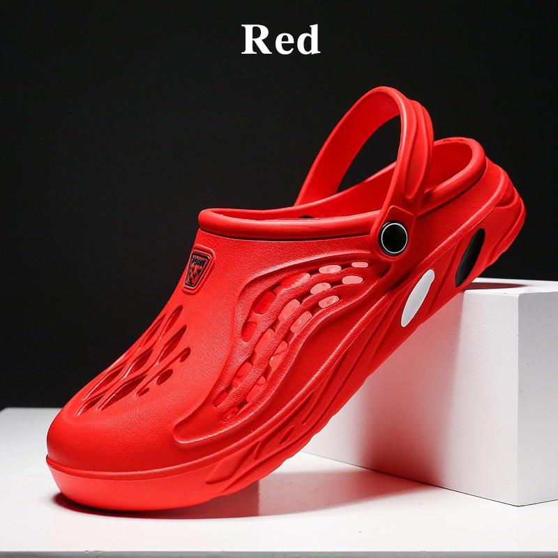 Sommer Strand Schuhe Männer Atmungsaktive Sandalen Freizeitschuhe Hausschuhe Garten Schuhe Plus Größe Loch Schuhe Flip Flop Freizeit Outdoor Sommer Sandalen 42 rot
