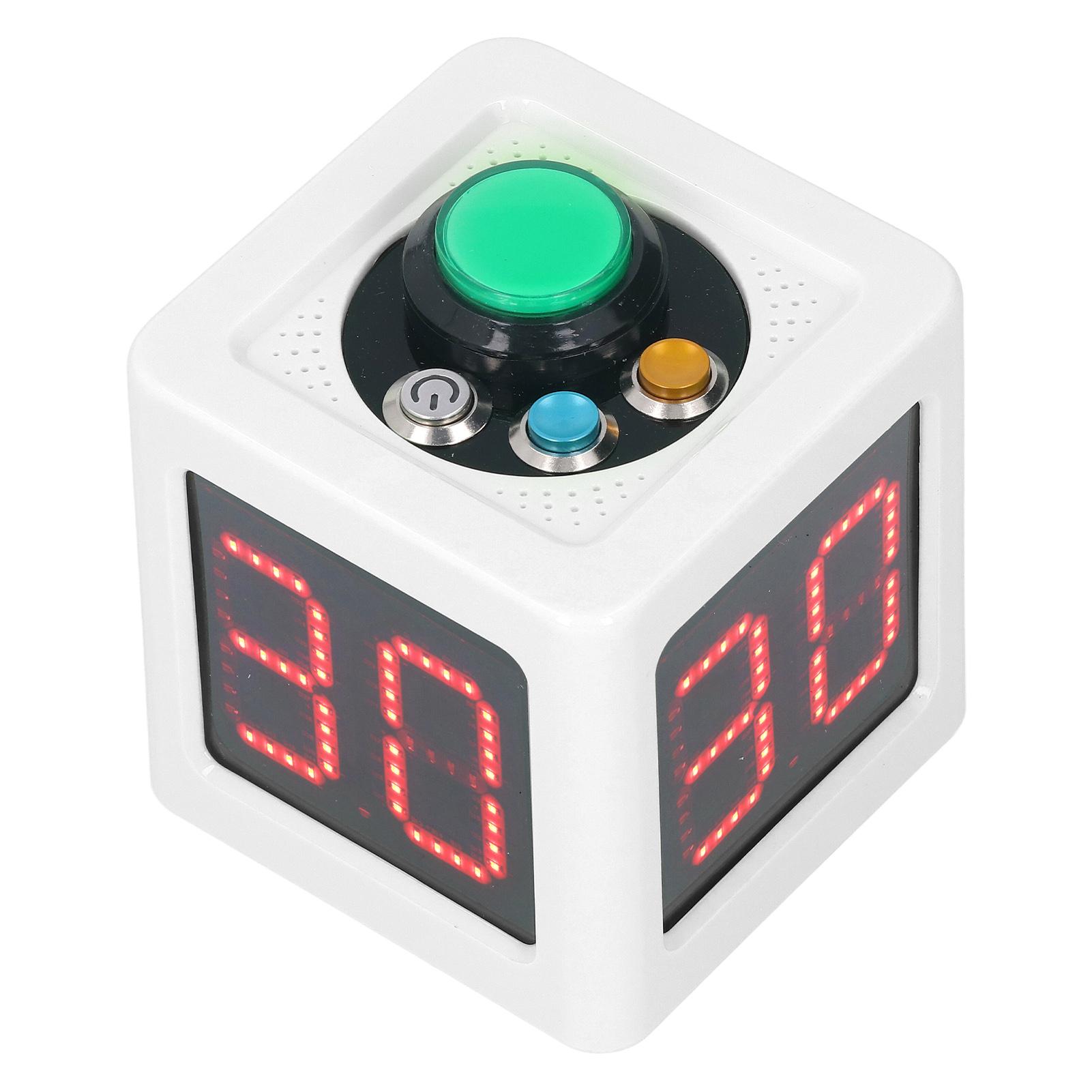 Cube Timer 1,4 Zoll 4-seitige digitale Shot-Countdown-Stoppuhr für private Poker-Schach-Casinos, Weiß weiß