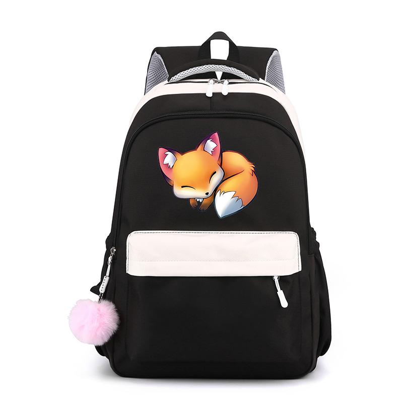 Niedlicher Cartoon Fuchs Rucksack Neue Mode Lässig Hochwertiger Rucksack Niedlicher Fuchs Rucksack Schule Schultasche Cartoon Schultasche schwarz