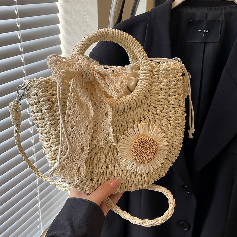 Beliebte handgewebte Taschen für Damen Neuer Stil Ins Vielseitige Umhängetaschen für Damen Ins Ein-Schulter-Handtaschen für Damen brown