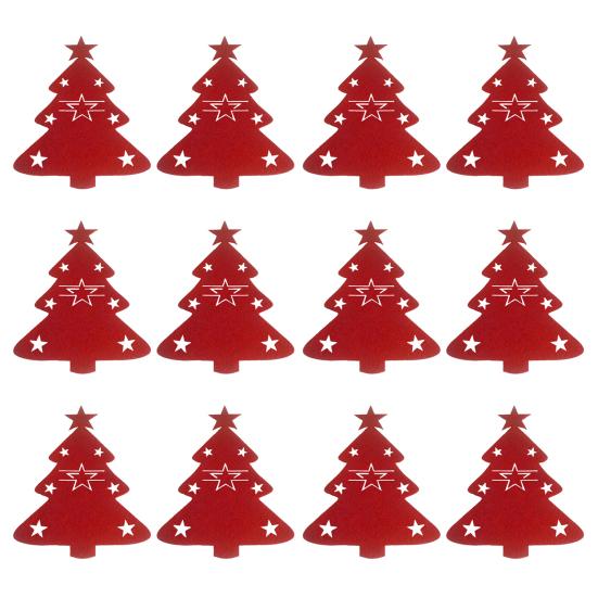 12Pcs Weihnachten Geschirr Halter Besteck Tasche Weihnachten Baum Besteck Taschen Abendessen Messer Gabel 12pcs rot