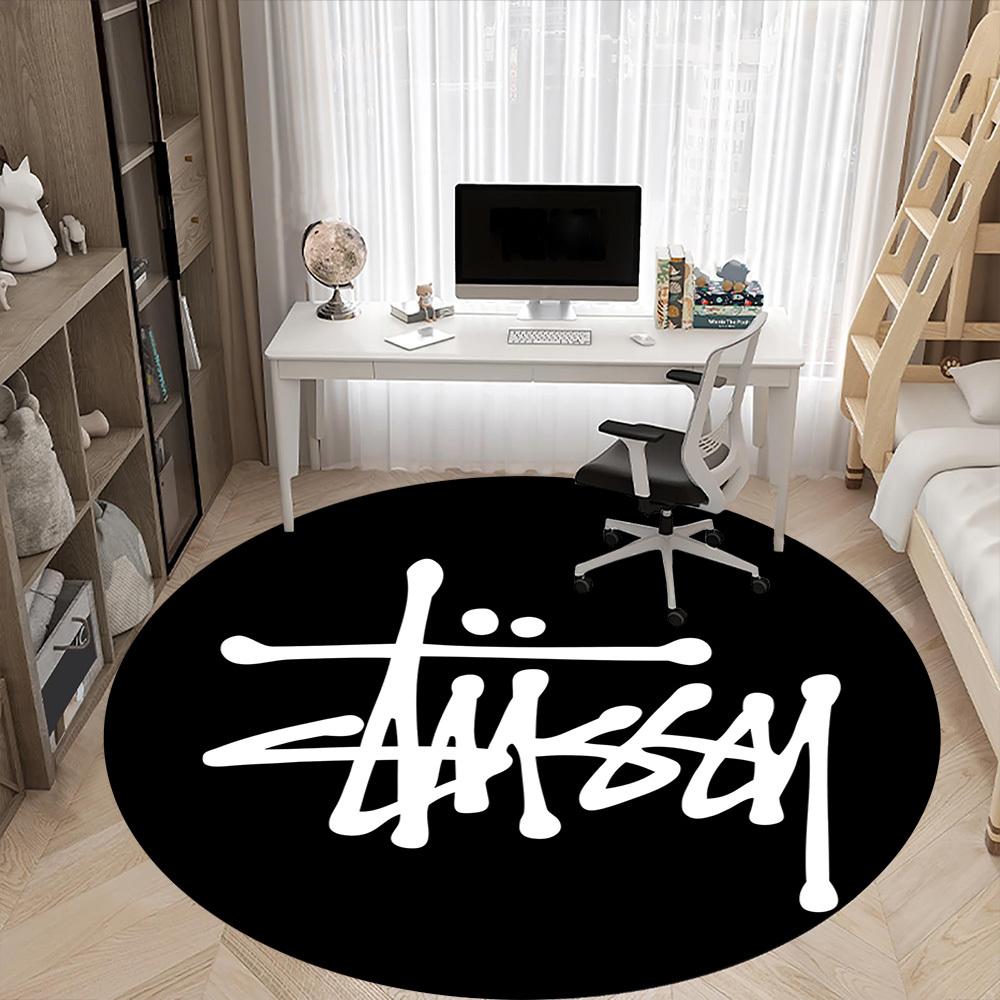1 Stück Stussy Büro Rundteppich, Rutschfest, Weich und Langlebig, Büroteppich für Innendekoration, Perfekt für Büro, Schöne Dekoration 100cm