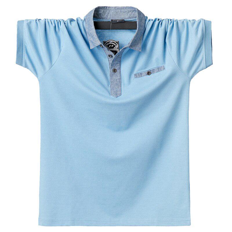 Herren-Poloshirt, Polo-Shirts, Baumwolle, Übergröße, lässig, Sommer, Herrenbekleidung, Taschenoberteile, T-Shirts XL blau