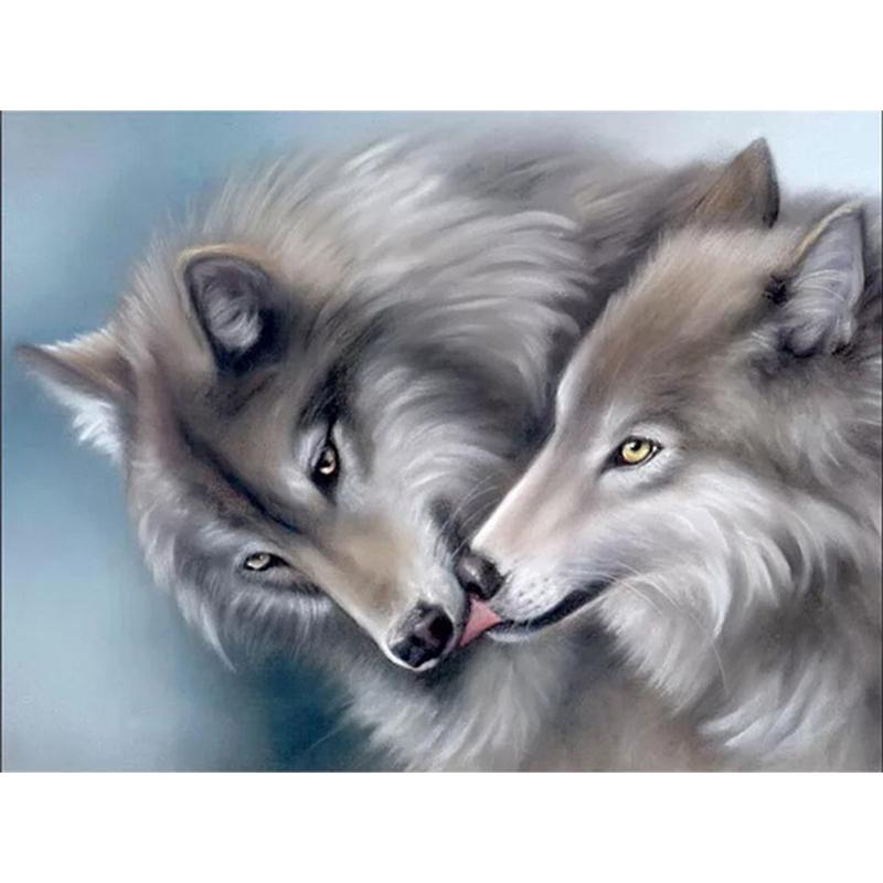 Diamant-Malerei, Tier-Kreuzstich, Diamant-Stickerei, Wolf, voller Bohrer, Display, Diamant-Mosaik-Set, Winterlandschaft, Kunst 50X70CM