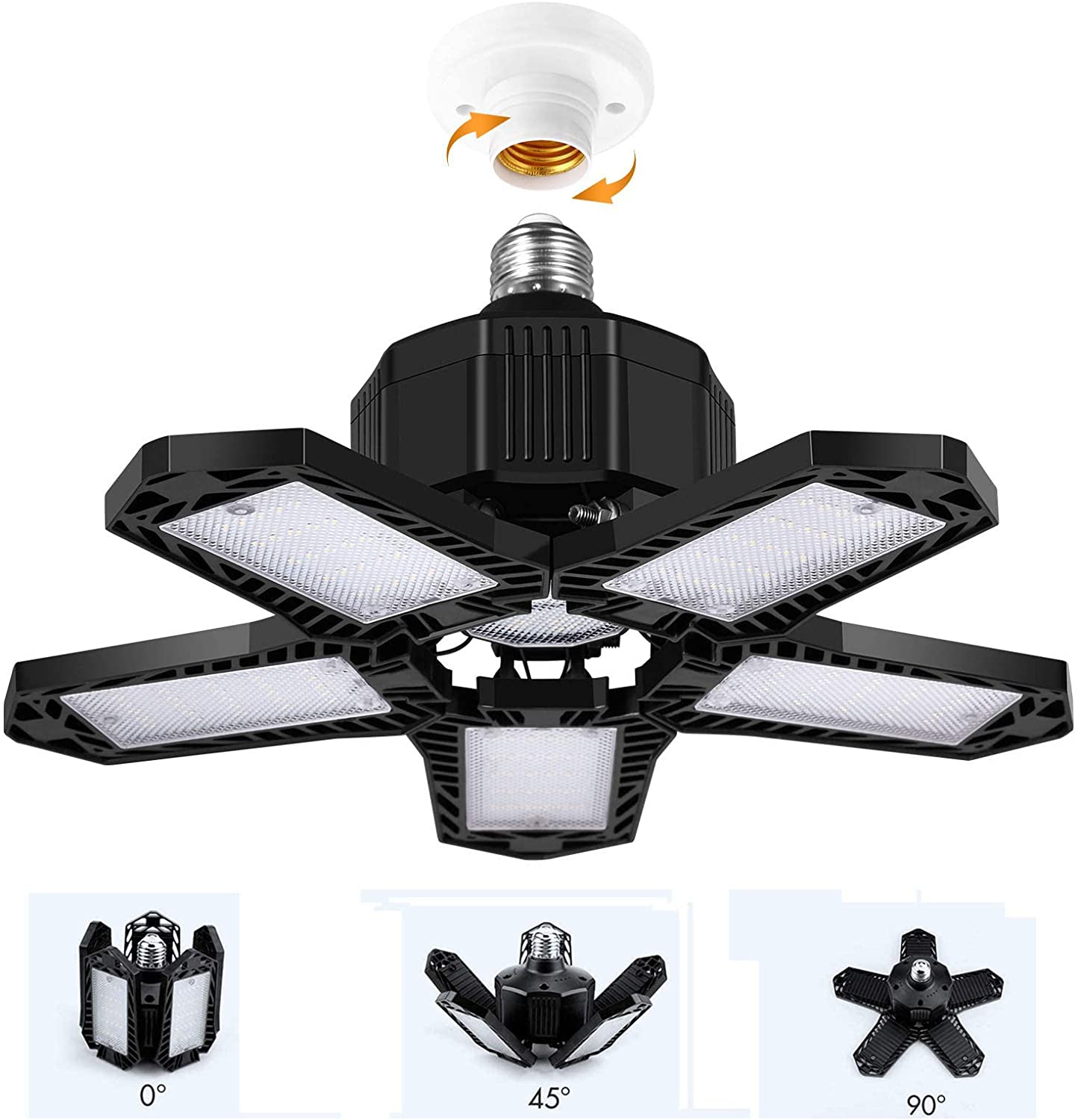 15000LM 150W faltbare LED-Lampen E27 Garagenlicht verstellbare Multi-Panel-Marktladen-Deckenleuchte für Werkstatt-Lagerbeleuchtung 11 Leaf Light-150W