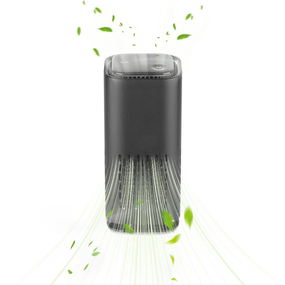 Luftreiniger für Zuhause, Schlafzimmer, tragbarer Auto-Negativ-Ionen-Luftreiniger mit Atmosphärenlicht-Touch schwarz