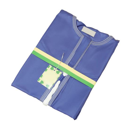Herren Einfarbiges Abaya Langärmeliges Kaftan-Gewand mit Besticktem Ausschnitt Manschetten Quaste Saudi-Arabisches Islamisches Thobe Kaftan für Islamisches Gebet 54 blau