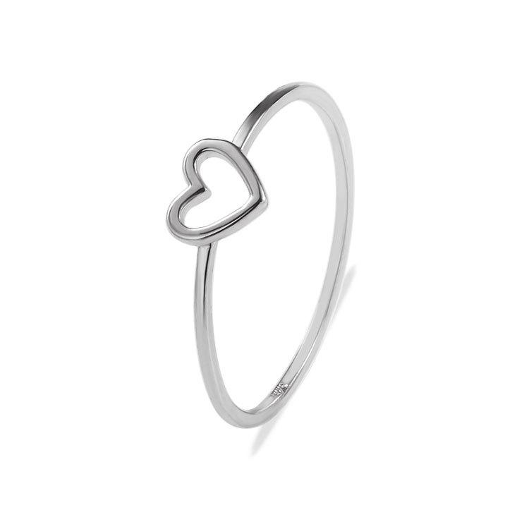 Frauen einfache hohle herzförmige Ring Mode Liebe Ring Hochzeit Freundinnen Geschenke Schmuck No.6 silber