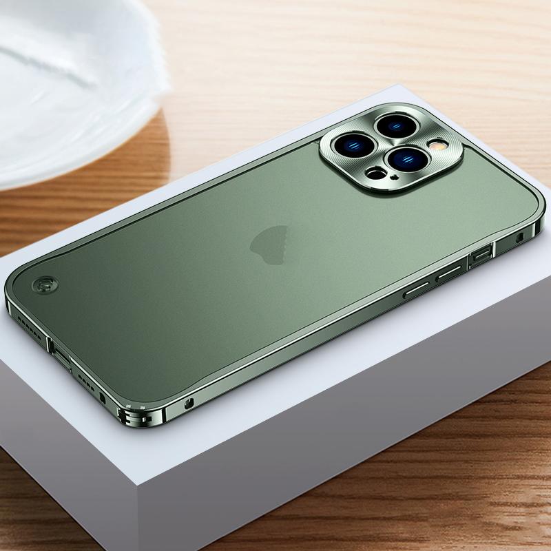 Metallrahmen Handyhülle Für iPhone 17 11 12 13 14 15 16 Pro Max Aluminiumlegierung Vollständiger Objektivschutz Abdeckung Für iPhone 13 mini Galvanisierte Metallrückseite For iPhone 13 pro max grün