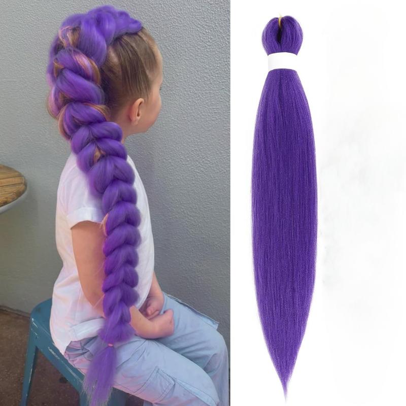 26 Zoll Cosplay Perücke Kpop Rumi Lang Lila Geflochten Verkleidungszubehör DIY Pferdeschwanzzopf Hitzebeständige Synthetische Perücke purple