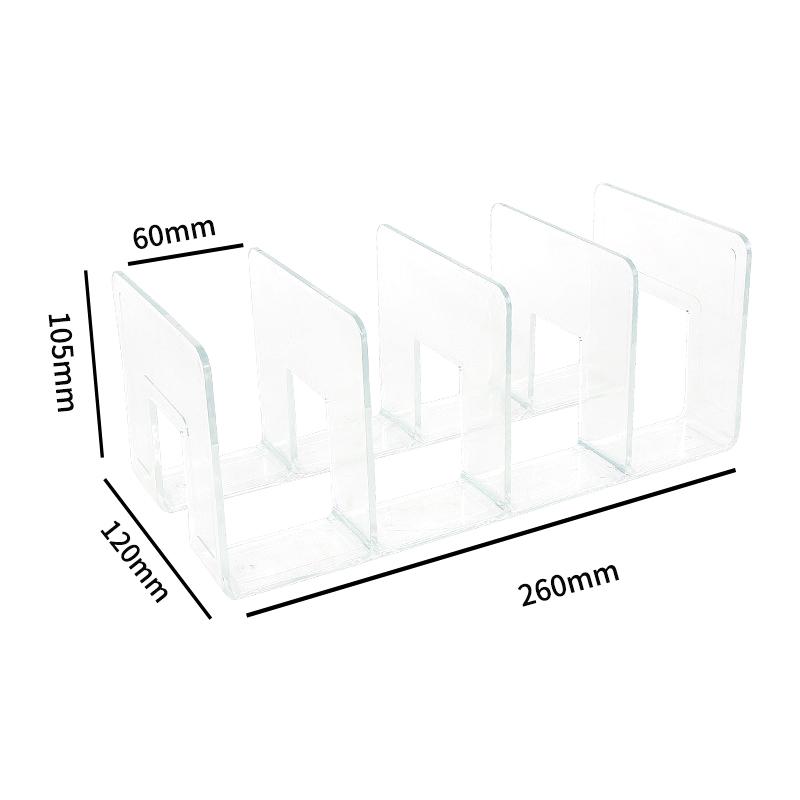 4-Gitter-Mehrzweck-Buchstützen, Bücherregal, Bücherregal, Schreibtisch-Bücherregal, für Bücher, CDs, Zeitschriftenordner, Bürobedarf transparent