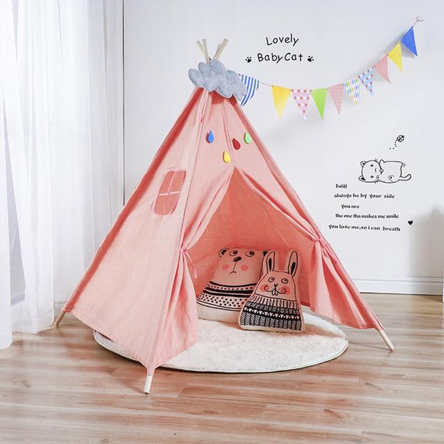 Babyzelt Kinder Tipi Spielzeug Wigwam Baumwolle Canvas Tipi Kinder Tipi Spielhaus Großes Kinderzelt