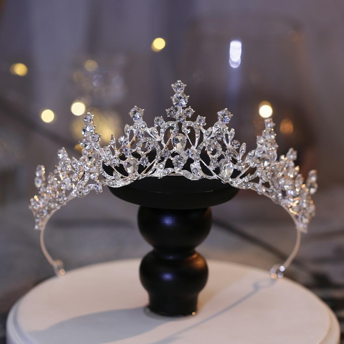 Krone Tiara Braut Hochzeit Haarschmuck Krone Prinzessin Geburtstag Aufführung Stirnband Hochzeitskleid Zubehör gray