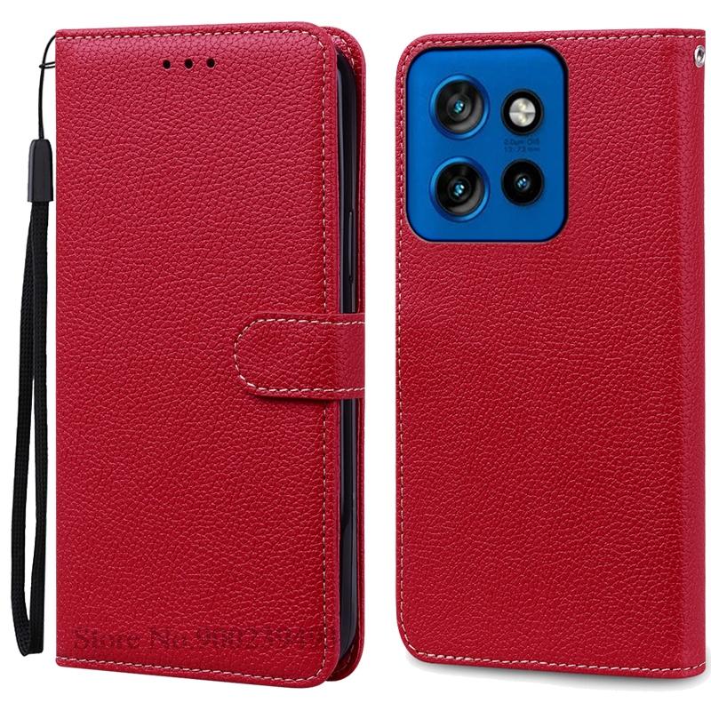 Für Motorola Edge 50 Neo Hülle Leder Flip Wallet Cover Für Moto Edge 50 Neo Hülle Flip Book Cover Telefon Coque Fundas Moto Edge 50 Neo dunkelrote