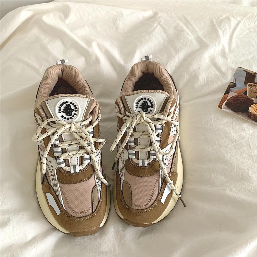 Sneaker Damen Fleecegefüttert Herbst und Winter Neu Plateau Damen Schuhe Vielseitige Freizeitschuhe Damen 40 beige