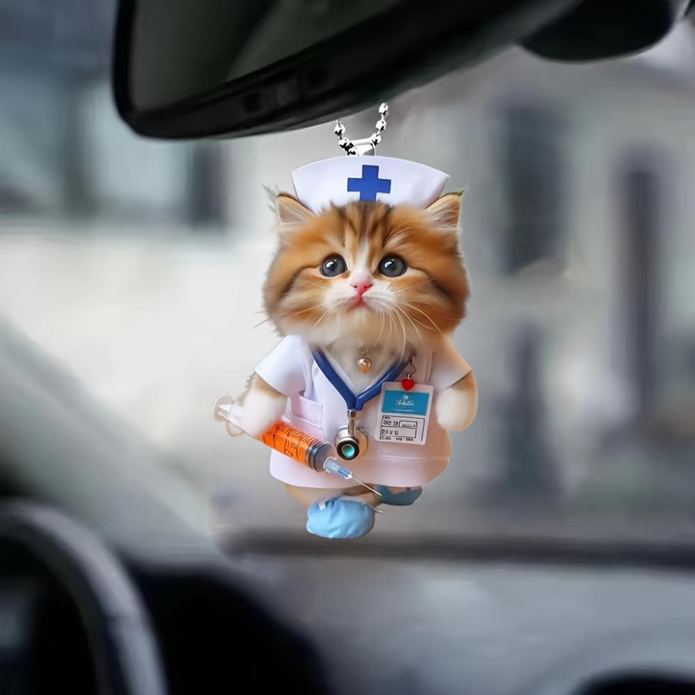 2D Acryl Cartoon Krankenschwester Kätzchen Auto Rückspiegel dekorative Anhänger Schmerz Tasche Schlüsselanhänger Anhänger Home Dekoration Anhänger M