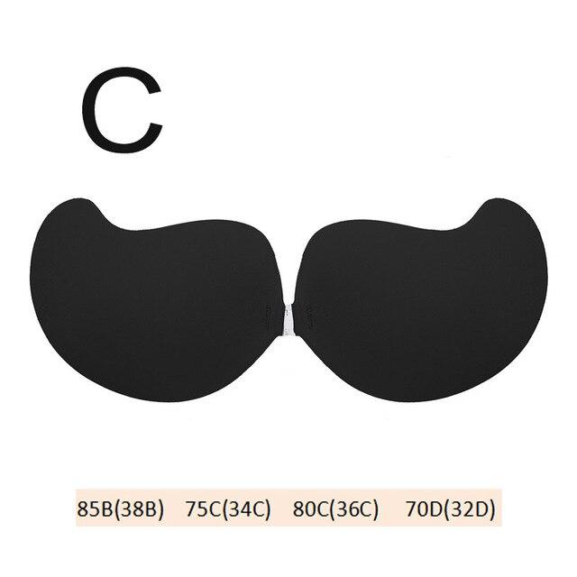Frauen Bruststraffung Unsichtbare Selbstklebende Silikongel Unsichtbare BHs Push-Up-BHs Atmungsaktiv C schwarz