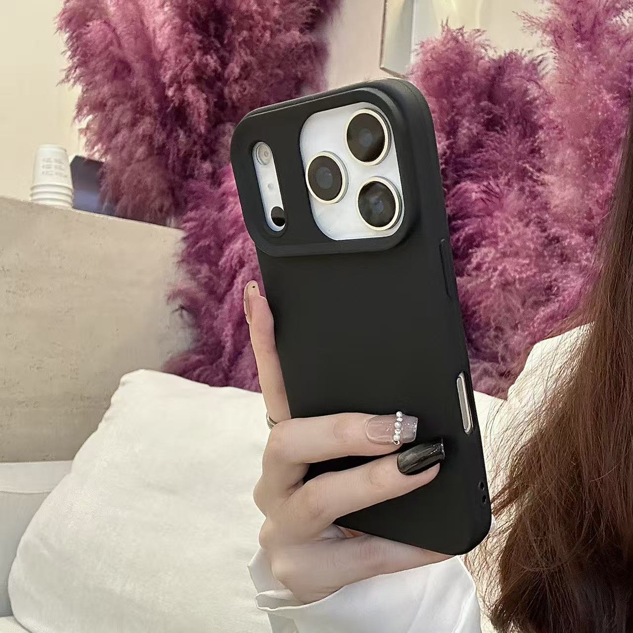 Schlanke einfarbige mattierte weiche Flüssigsilikonhülle für iPhone 17 Air 16 15 Plus 14 13 12 11 Pro Max stoßfeste Schutzhülle iPhone Air schwarz