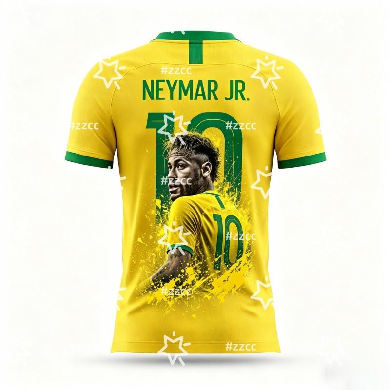 Neymar Brasilien Team Fußballtrikot Spiel- & Trainingsset Sommer Sport Herren T-Shirt Kinderkleidung T-Shirt 4XL