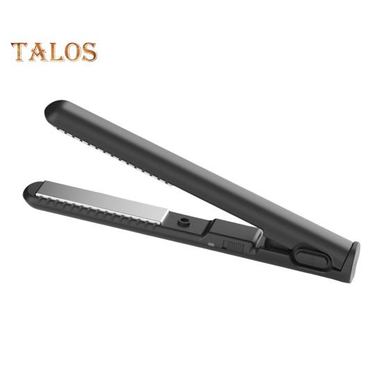 USB-Mini-Lockenstab, 2-in-1-Lockenstab mit doppeltem Verwendungszweck, Glätteisen, Lockenwickler, schnelles Aufheizen, tragbar, für unterwegs, Damen, kurzes und langes Haar schwarz
