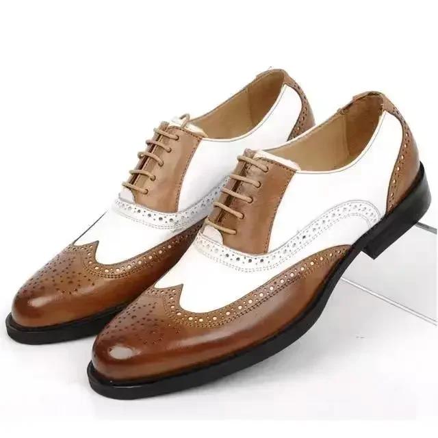 Mischfarben Herren Abendschuhe Retro Herren Lederschuhe Business Herren Barock Schuhe Casual Herren Oxford Schuhe Erkek Ayakkabı 46 braun