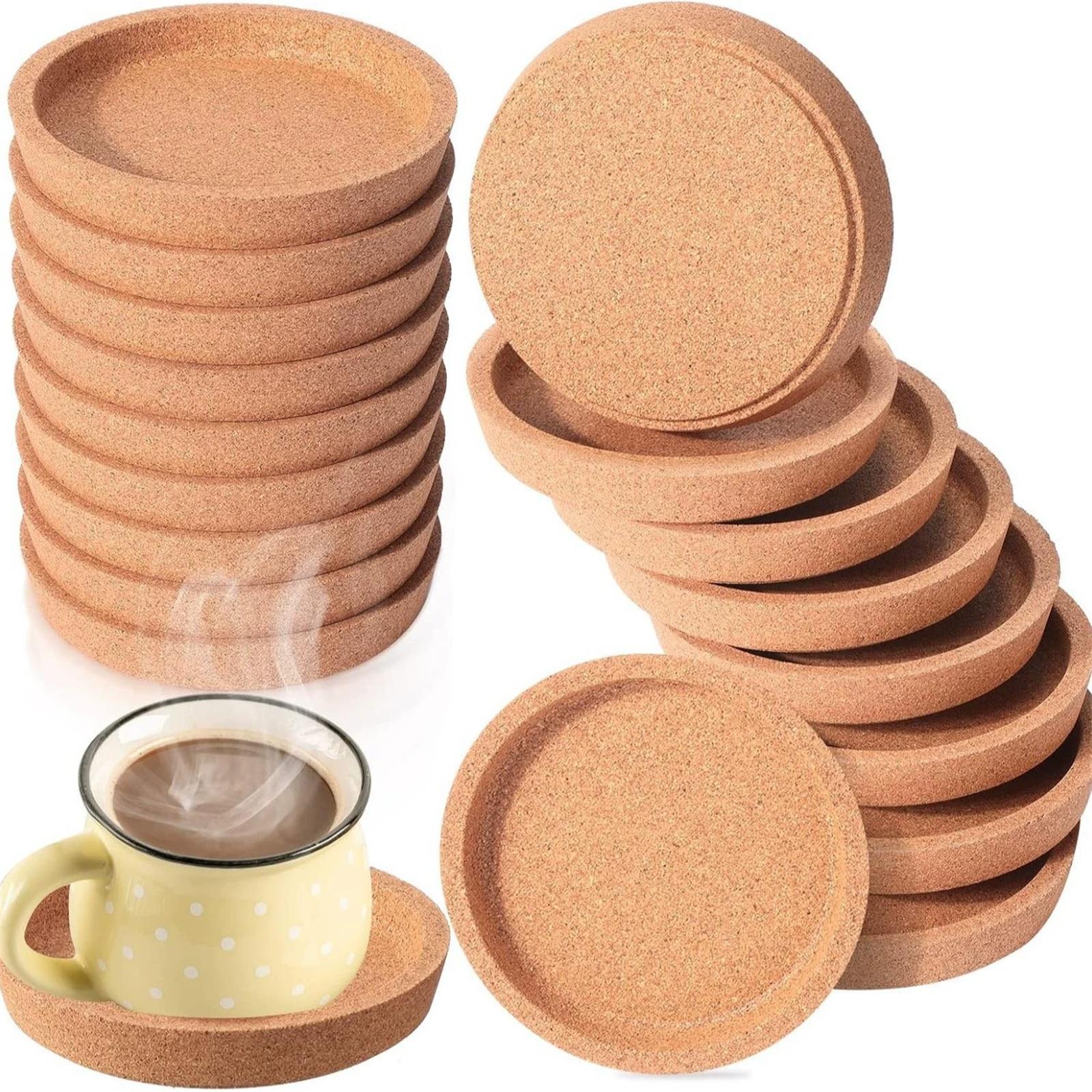 Runde Kork-Untersetzer Hitzebeständige Getränke-Untersetzer für Kaffee- und Teetassen Langlebiges Naturmaterial Rutschfeste Oberfläche Schützt Möbel One Size beige
