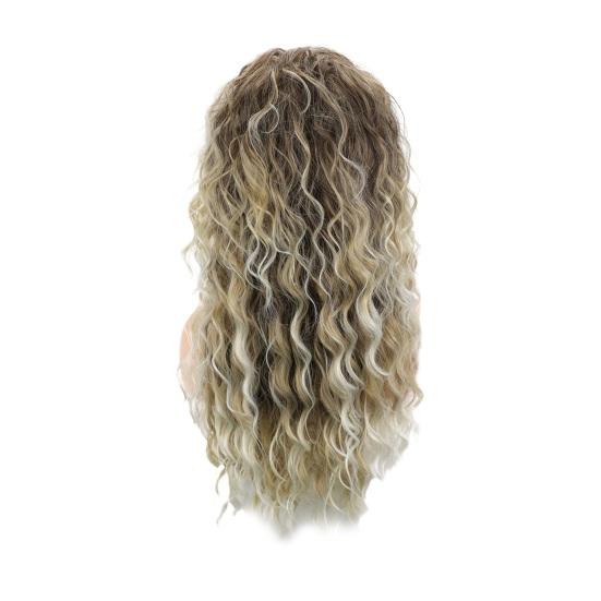 Lange lockige Perücke für Damen, natürliche, flauschige, gewellte Perücke, verstellbare Gesichtsform, Haaransatz, Haarteil, Hochtemperaturfaser-Perücke