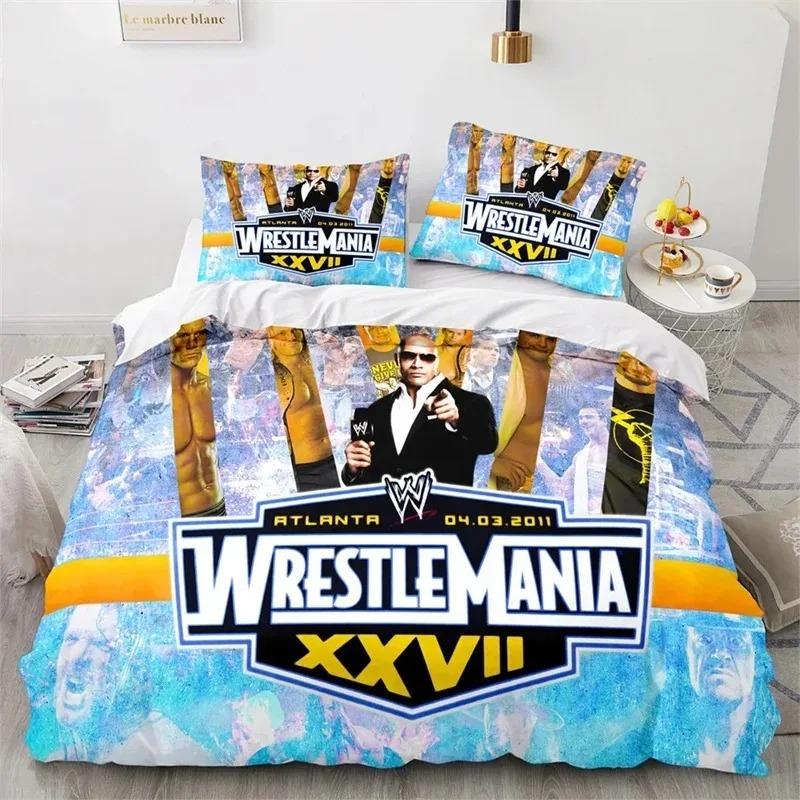 WWE EAW Bettwäsche-Set für Einzelbett, Doppelbett, Queen-Size-Bett und King-Size-Bett, Wrestling-Spiel, Bettgarnitur für Schlafzimmer für Erwachsene und Kinder, Bettbezug-Sets mit 3D-Druck 70x133cm 3pcs
