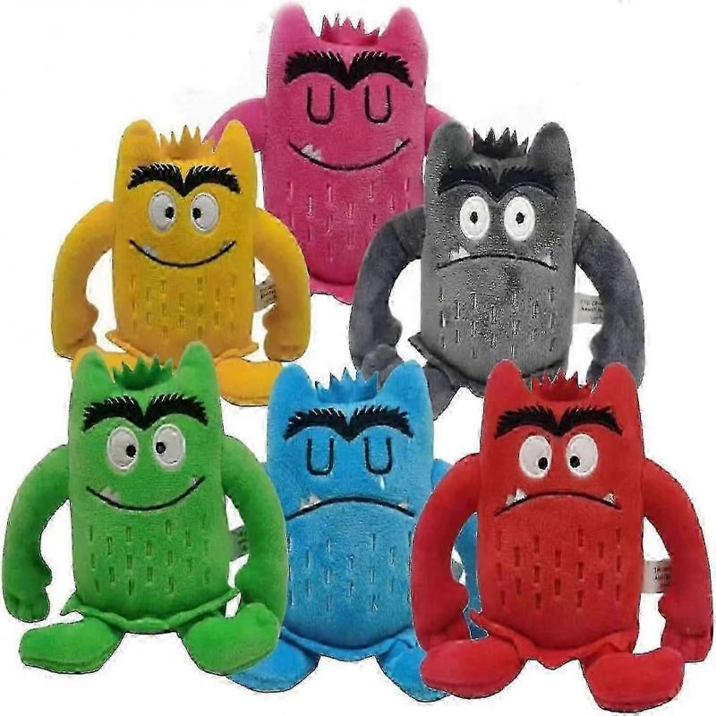 Monster Plüschtiere, Mein emotionales kleines Monster Cartoon-Puppe, Blau/rotes Monster Plüschtier, Farbe Plüschpuppen Set-1set 6 Stück