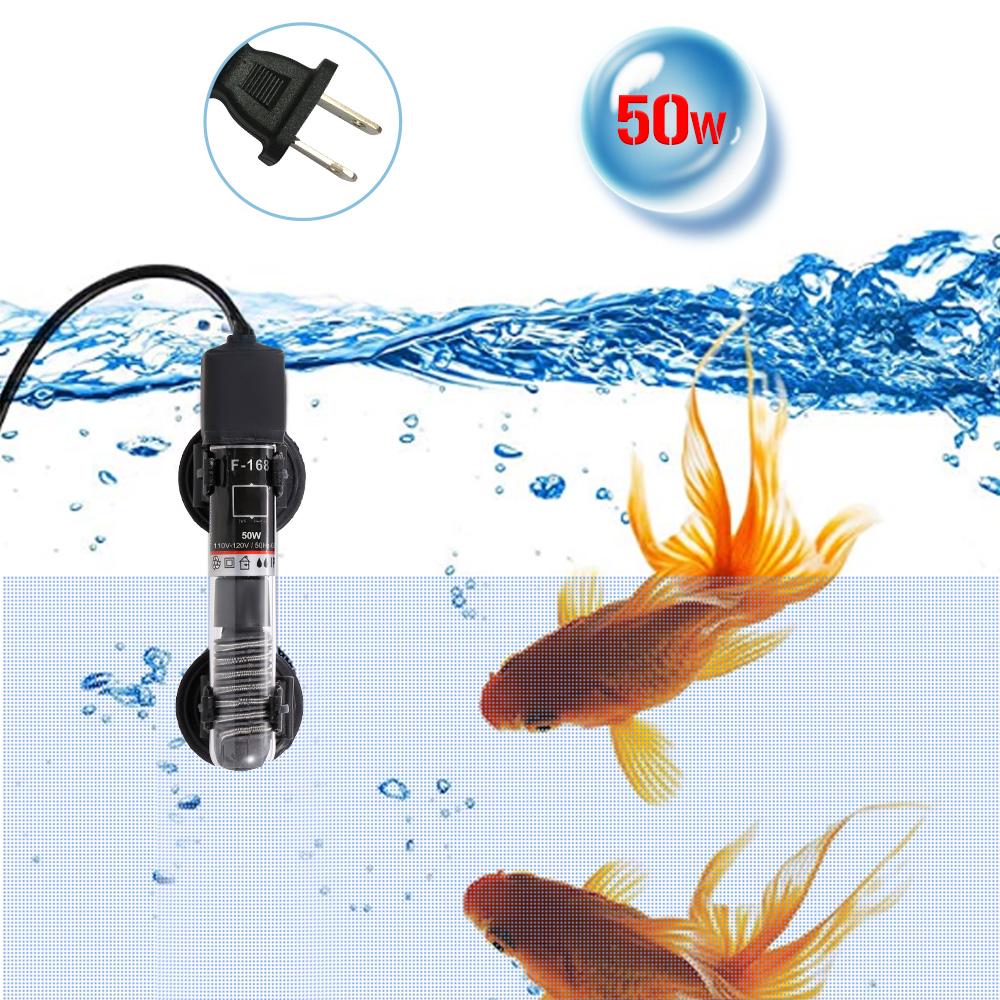 Mini-Aquarium-Heizung, tauchfähig, automatische Thermostat-Heizung, Aquarium-Warmwasserbereiter, Quarzrohr mit US-50W schwarz