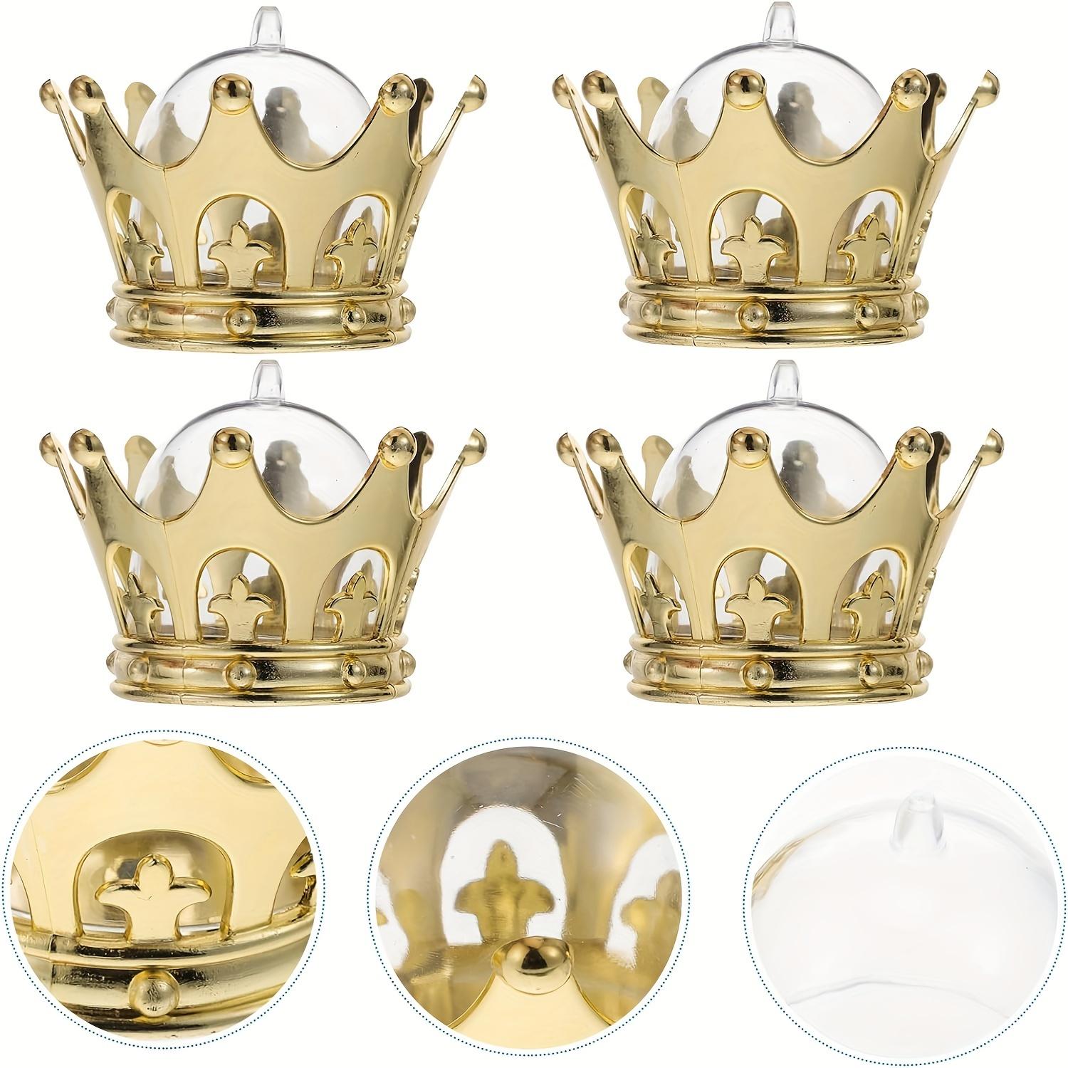 4 Stück Goldkronen mit Kuppel, Partyglocken-Dekoration, Aufbewahrungsboxen, Kronen-Süßigkeiten-Aufbewahrungsboxen, befüllbare Goldkronen-Kosmetik, Süßigkeiten-Pillen 4pcs