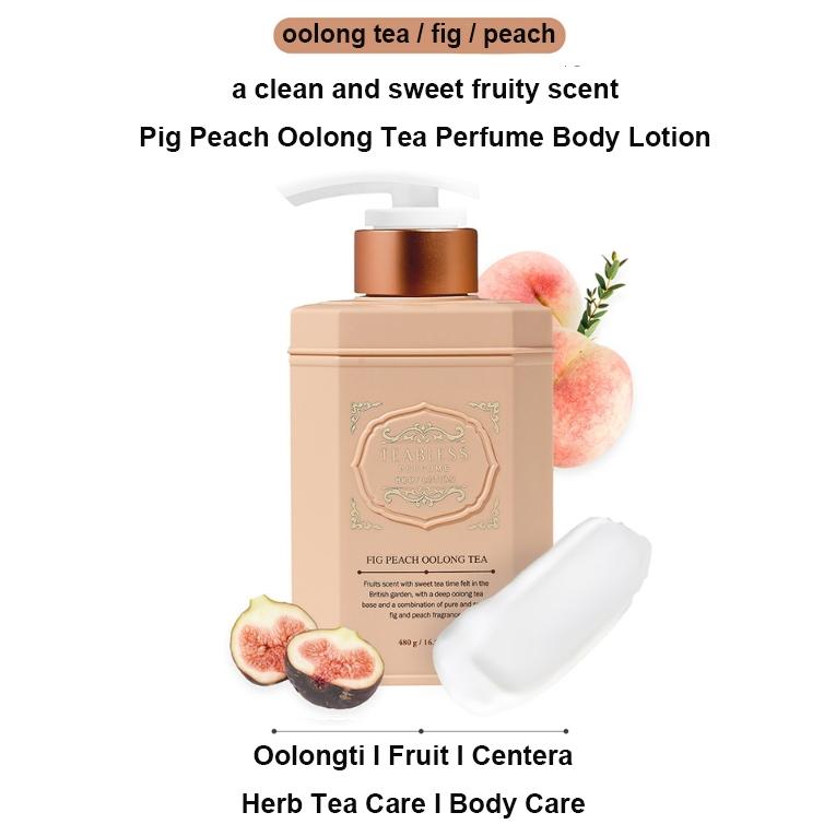 Teabless Parfümierte Körperlotion 480ml, Hypoallergen, Koreanische Kosmetik, Kbeauty, Probe FIG PEACH OOLONG TEA