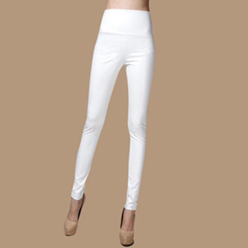 SURE XIAO STORY Elastische Stretch-Kunstleder-Herbst-Winter-Bleistifthose Damen Samt-PU-Lederhose XL weiß