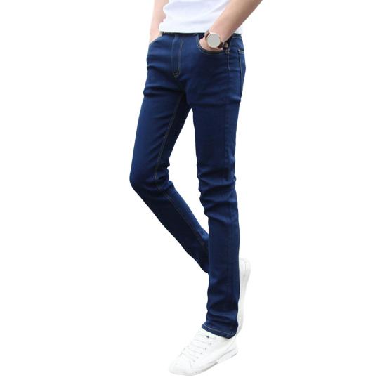 Herren Jeans Sommer Slim Fit Reißverschluss Jeans Lässige dünne Denim Bleistifthose High Waist Skinny Jeans 34 blau