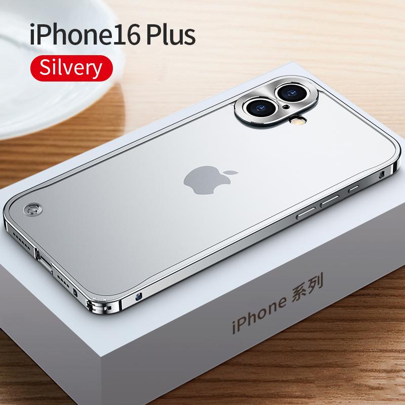 Metallrahmen Handyhülle Für iPhone 17 11 12 13 14 15 16 Pro Max Aluminiumlegierung Vollständiger Objektivschutz Abdeckung Für iPhone 13 mini Galvanisierte Metallrückseite iPhone 16 Plus silber