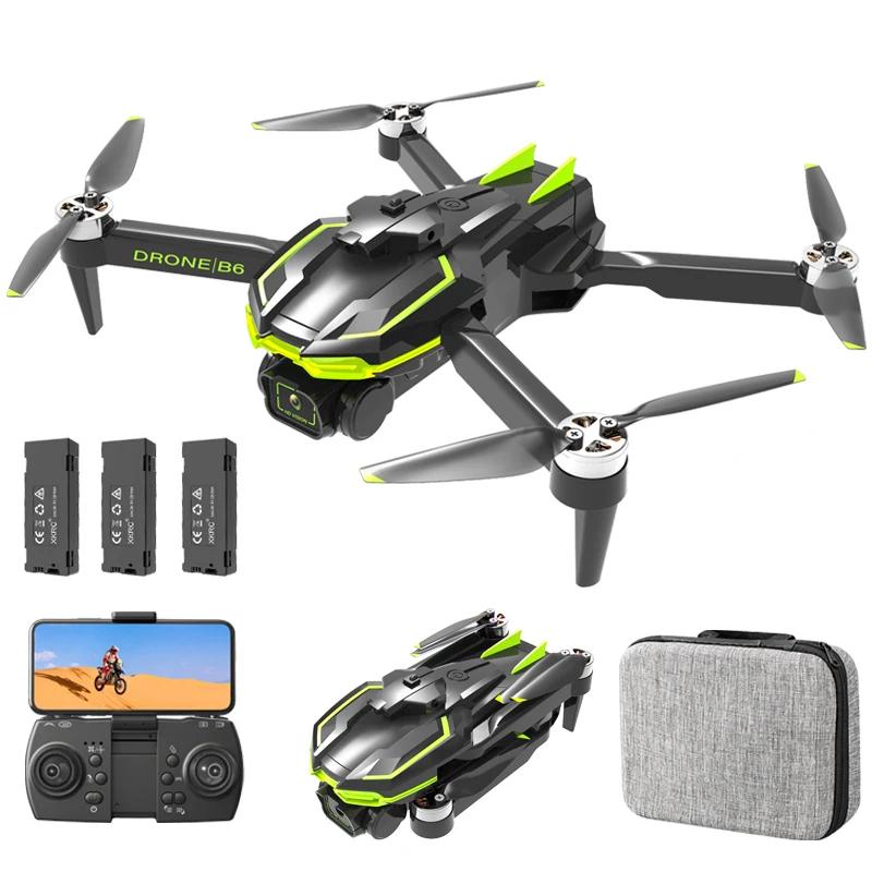 B6 Race Drone Bürstenloser Motor ESC Doppelkamera Professionelle Luftbildfotografie WIFI FPV GPS Hindernisvermeidung Vierachsiger RC Quadcopter Spielzeug Geschenk 8K GPS 3 battery schwarz