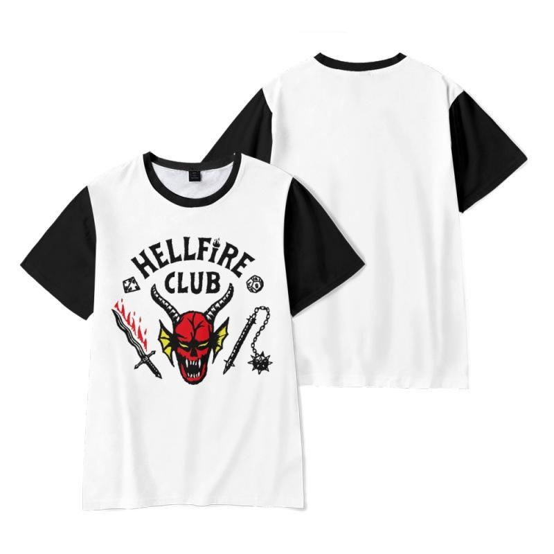 Heiße Mode Damen/Herren Mode Hellfire Club Grafikdruck Kurzarm T-Shirts Lässig O-Ausschnitt Coole Oberteile XXXXL