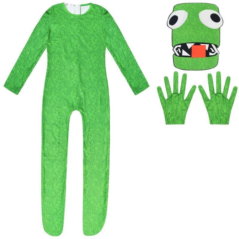 Farbenfrohes Roblox Rainbow Friends Halloween-Outfit für Kinder 140cm green