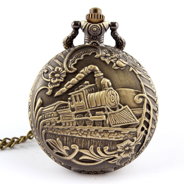 Retro Steampunk Zug Quarz Taschenuhr mit Halskette Kette Anhänger Geschenk für Männer Vintage Uhr