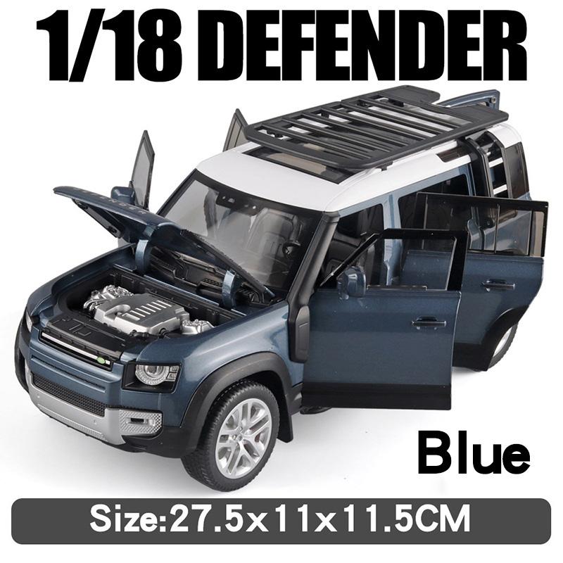 Großes 1/18 Land Rover Defender Range Rover SUV Geländewagen Legierung Modellauto Druckguss Fahrzeugsammlung Sound und Licht Pull Back Jungen Spielzeug Kindergeschenk blau