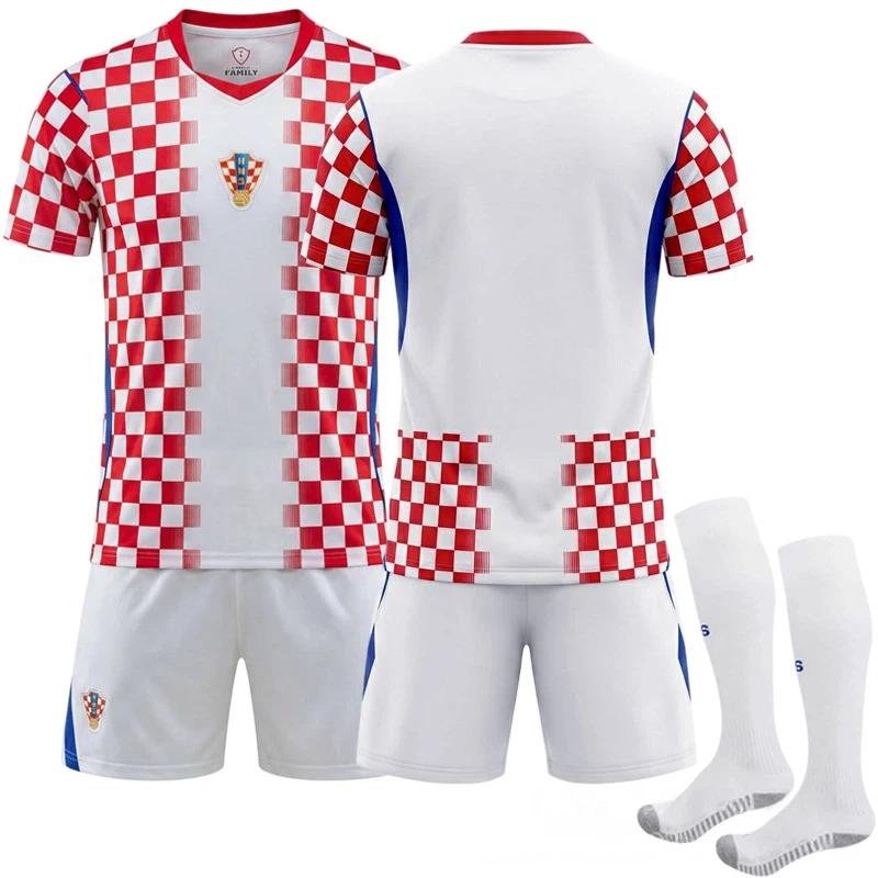 2026 FIFA Fussball-Weltmeisterschaft Kroatien Heim Sport Trainings Trikot Set mit Socken Jugendliche Kinder Erwachsene Benutzerdefinierter Name Fussball-Kits 20