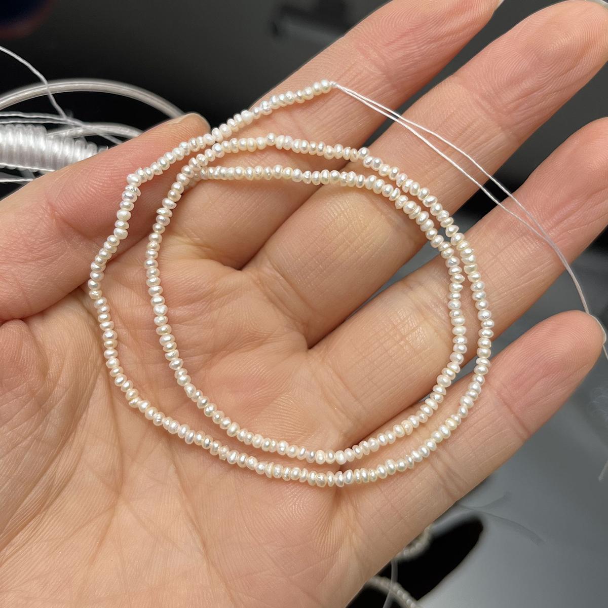 1 Strang, Weiße Natürliche Süßwasserperlen, Handgefertigte Flache Perlen zur Schmuckherstellung DIY Basteln (Perlen 1,8-2mm, Länge 36cm) 1String/1.8-2mm-36cm weiß