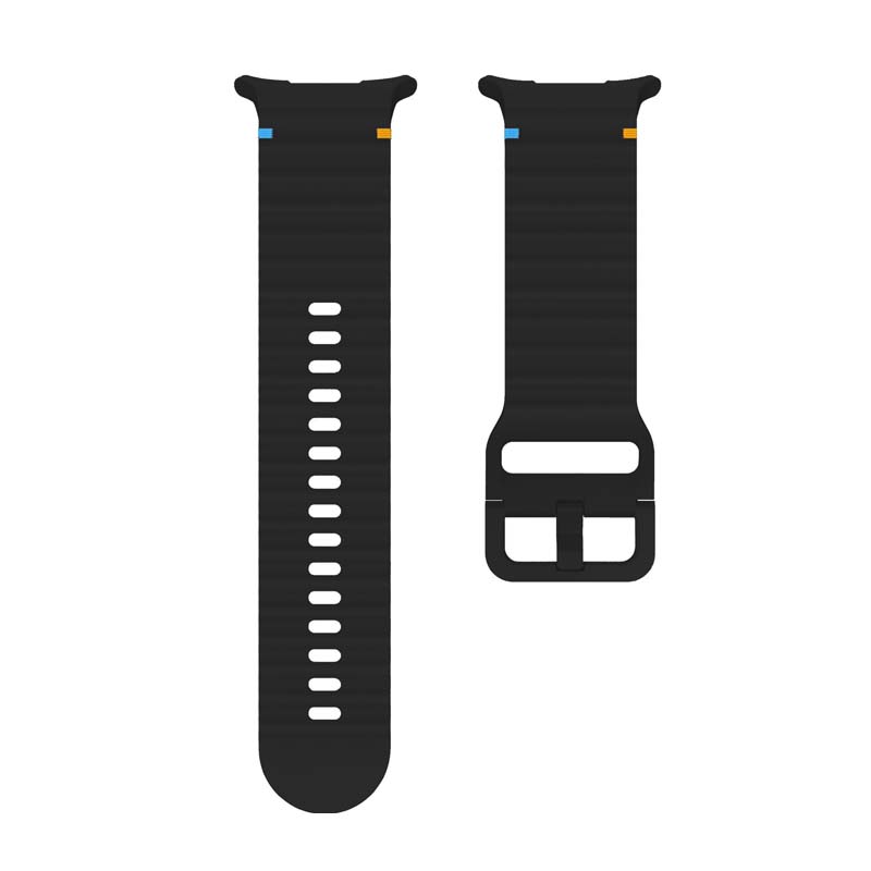 Ultra Blue Ocean Series Galaxy Watch Zubehör, Silikon Sportarmband, passend für Samsung Watch Ultra Wellennaht Armband Galaxy Ultra 47mm schwarz