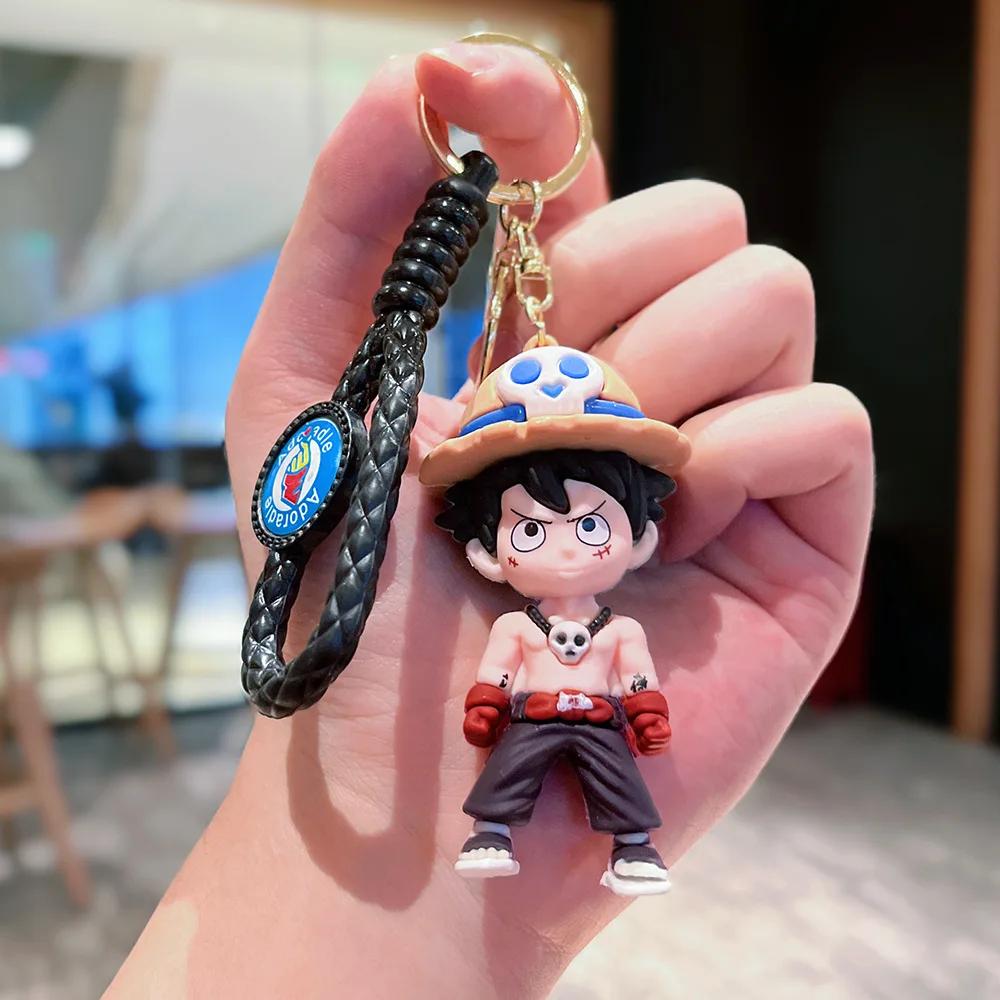 Anime One Piece Schlüsselanhänger Luffy Zoro Nami Chopper Silikonmodell Anhänger Rucksack Dekorativer Schlüsselanhänger Niedliche Puppe Auto Schlüsselanhänger brown